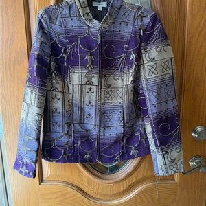 Dressbarn Purple and Gray Patterned Blazer